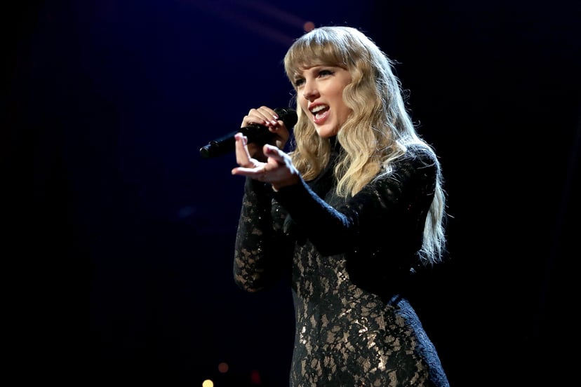 CLEVELAND, OHIO - OCTOBER 30: Taylor Swift performs onstage during the 36th Annual Rock & Roll Hall Of Fame Induction Ceremony at Rocket Mortgage Fieldhouse on October 30, 2021 in Cleveland, Ohio. (Photo by Kevin Kane/Getty Images for The Rock and Roll Ha