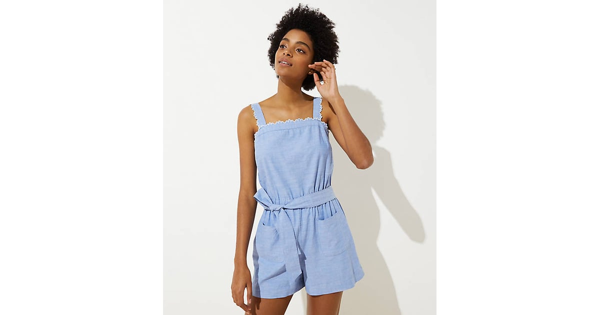LOFT Beach Chambray Scalloped Tie Waist 