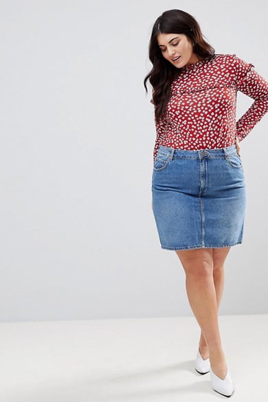 ASOS Design Curve Denim Original High-Waisted Skirt