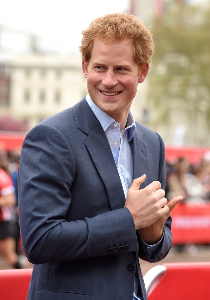 With the world on royal-baby watch over the weekend, Prince Harry attended the London Marathon on Sunday. He posed for pictures with race winners and presented the lifetime achievement award to three-time winner Paula Radcliffe, later chatting with volunteers at the finish line. Prince Harry's London stop came during a busy time for the royal, who made a short trip to Turkey with his father, Prince Charles, before heading to England. While he was in town, he reportedly visited Prince William and Kate Middleton at Kensington Palace, and on Monday, he returned to Australia to continue with army training. Keep reading to see the best pictures of Prince Harry's London outing, then check out photos from Kate and Prince George's cute day at the petting zoo!