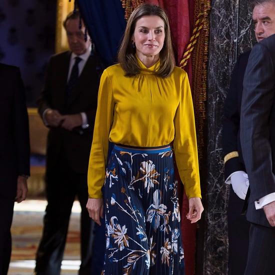 Queen Letizia Blue Floral Skirt