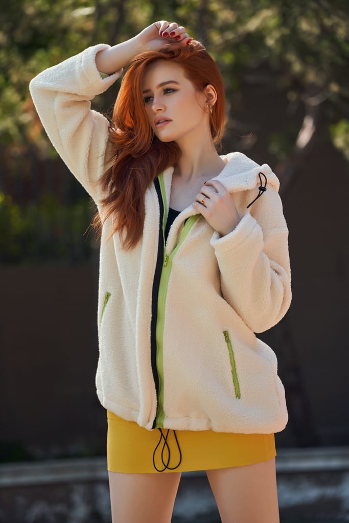 Shein x Madelaine Zip Up Drawstring Hooded Teddy Coat