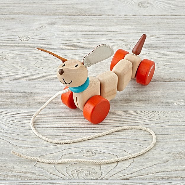 Land of Nod's Happy Puppy Wooden Pull Along