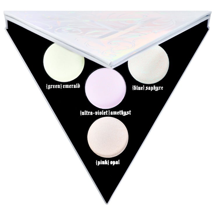 "This holographic formulation of pressed shadows can help any beauty-lover transform any look into an iridescent rainbow! These shadows are so versatile and can be worn on their own as brightness or highlighters, as well as eye shadow, and layered onto of matte lipstick to unlock a hybrid of new shades! It is probably the most special palette I have ever created (and seven years in the making)." 
Kat Von D Alchemist Holographic Palette ($32)