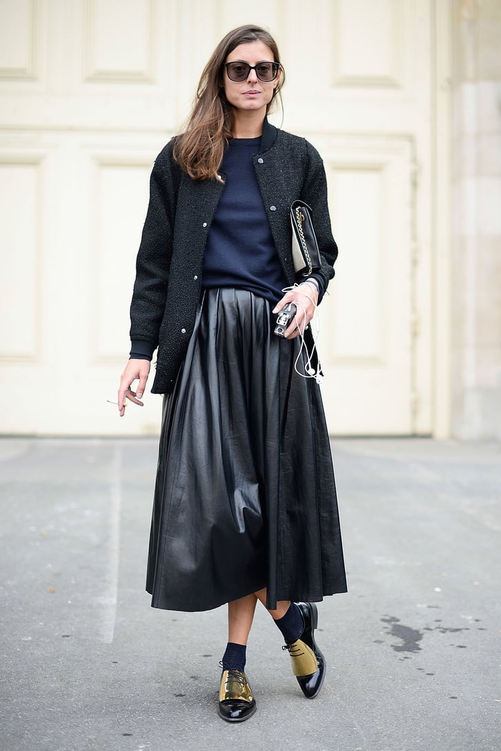 The Leather Full Skirt | How to Style a Full Skirt | POPSUGAR Fashion ...