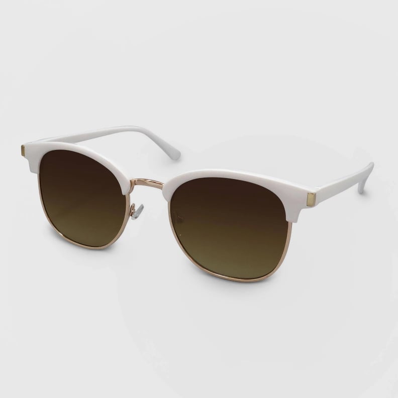 Wild Fable Retro Plastic Metal Combo Silhouette Square Sunglasses — White