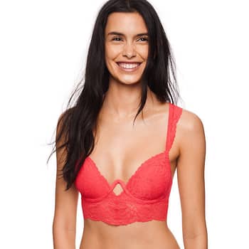 Women'secret sheer lace exposed wire bra in red