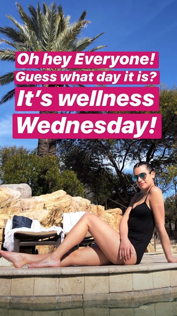 Lea Michele's Black One-Piece Swimsuit