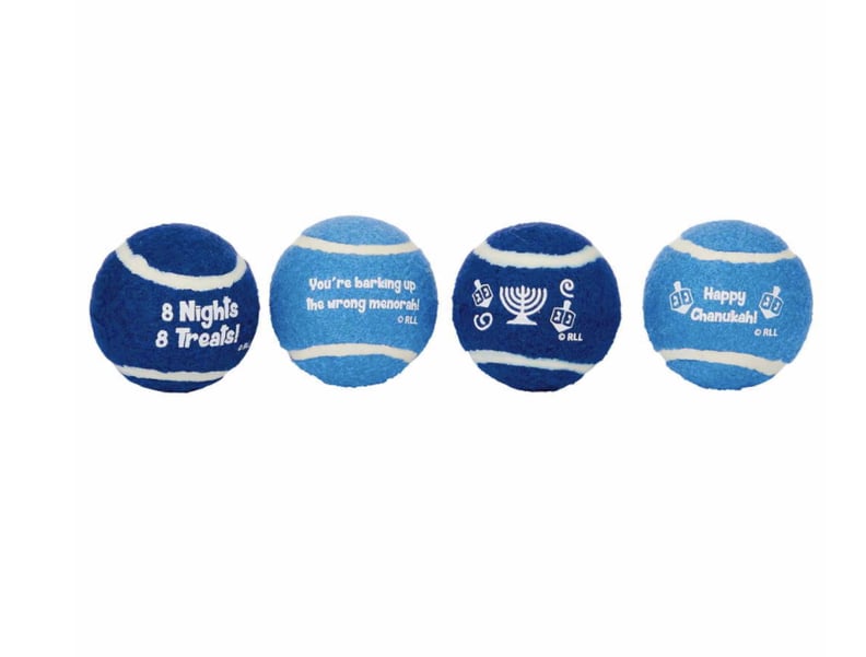 Set of 4 Hanukkah Theme Dog Balls