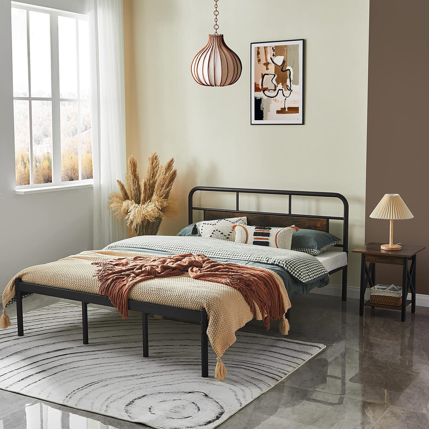 Wood around metal online bed frame