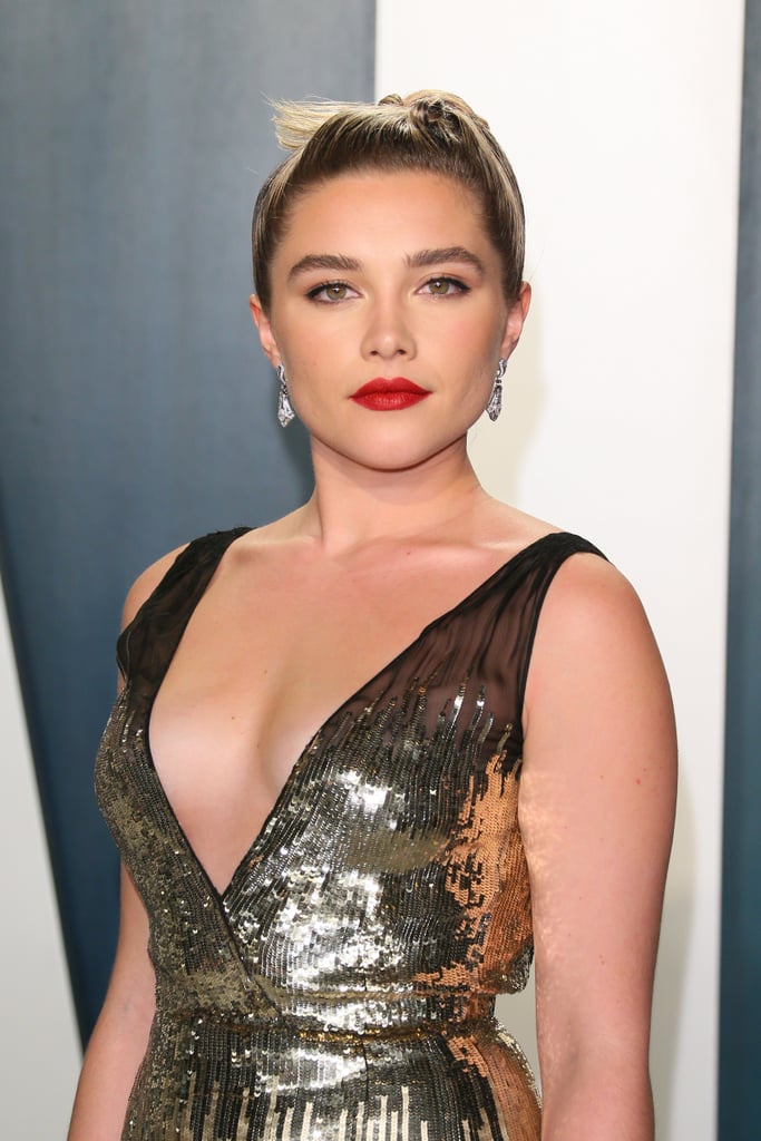 Florence Pugh's Gold Dress at the Oscars Afterparty 2020