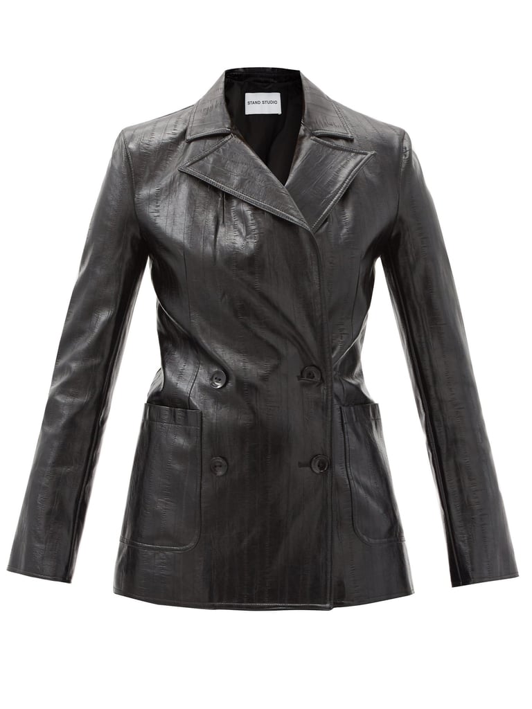 Stand Studio Emerina Faux Leather Blazer