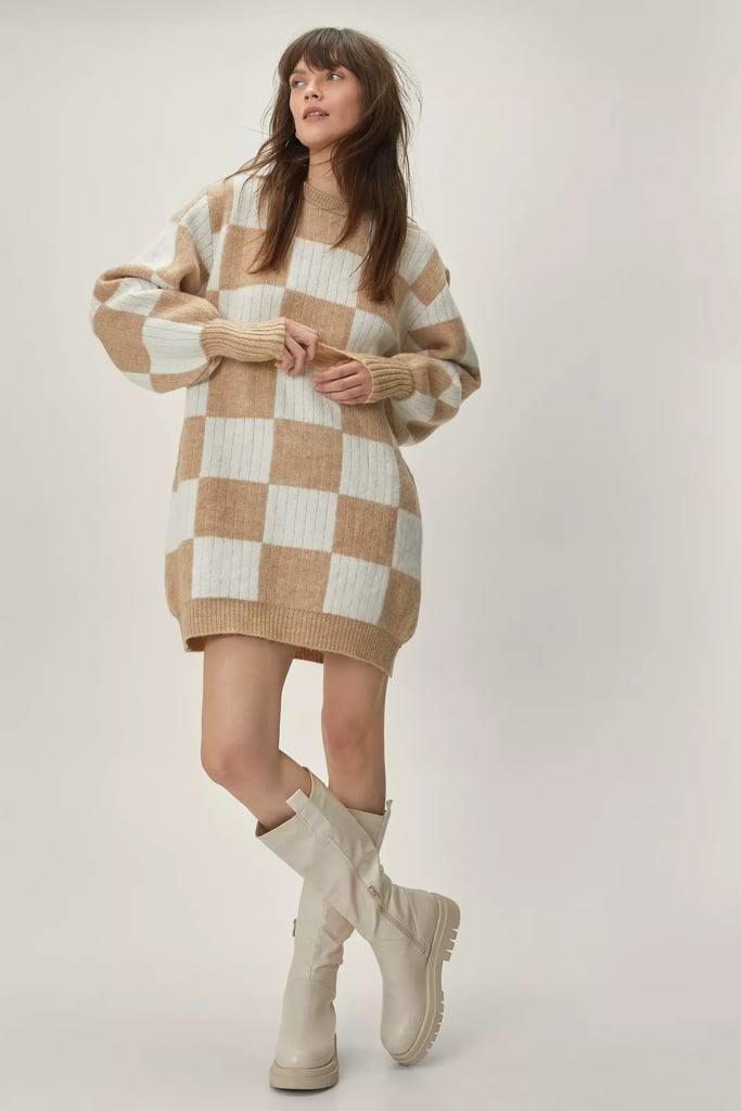 A Checkerboard Print: Nasty Gal Checkerboard Sweater Dress