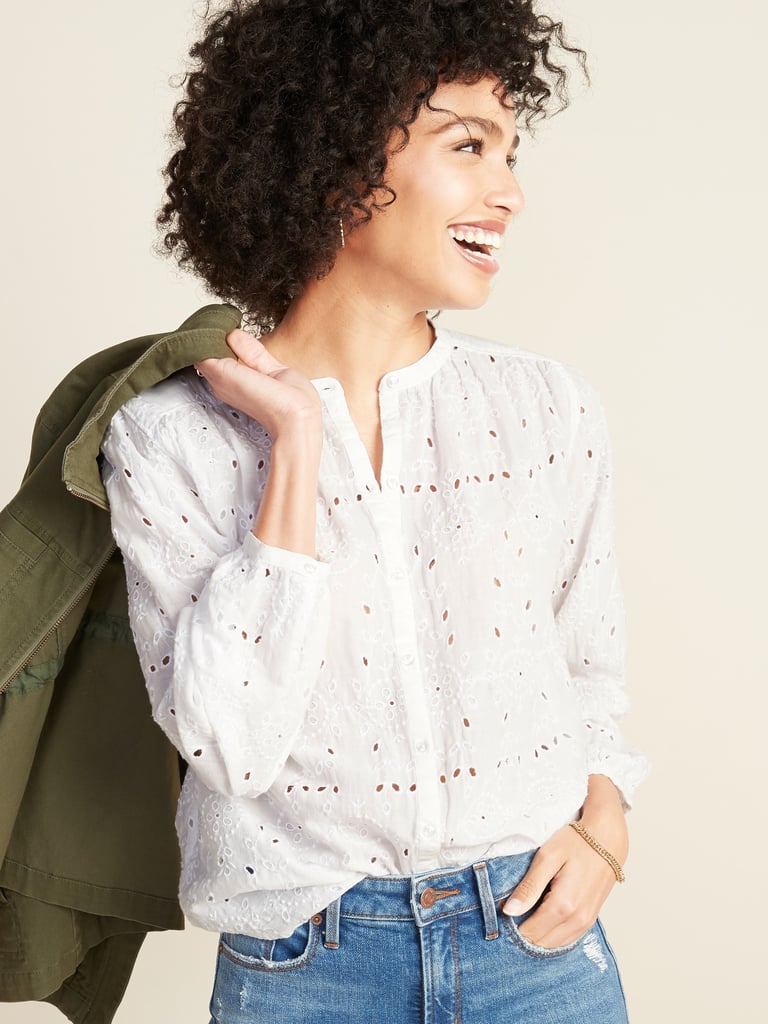Old Navy Embroidered Eyelet Button-Front Blouse
