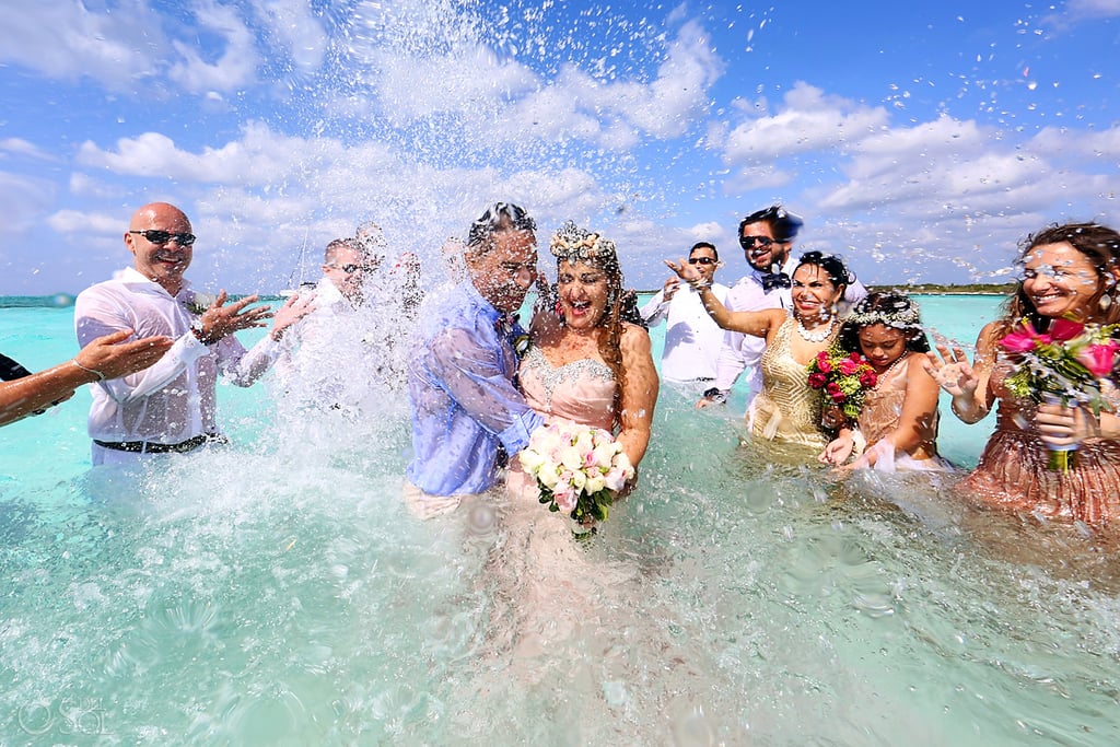 Wedding on a Sandbar in Caribbean Sea