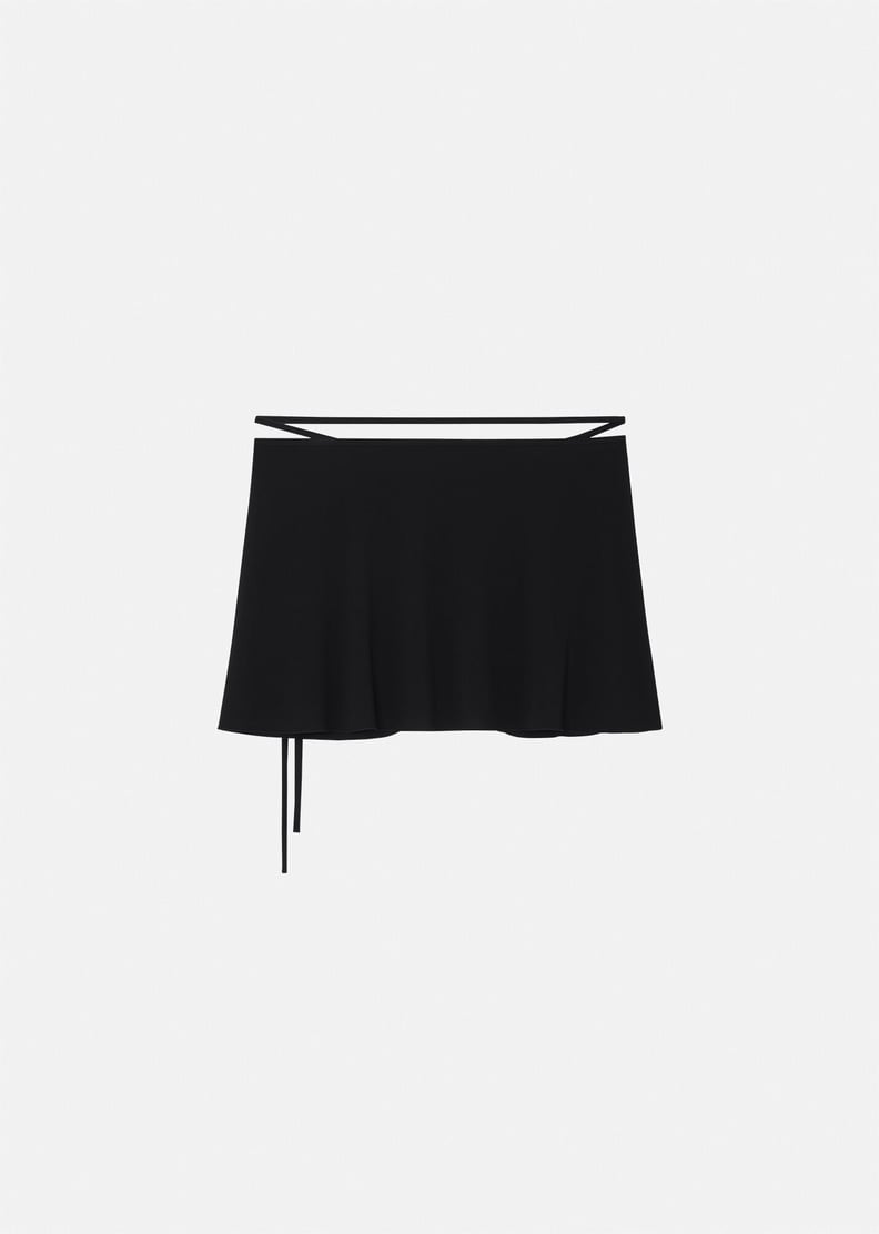 Low-Rise Skirt Outfit Idea: Versace Tie-Wrapped Mini Skirt