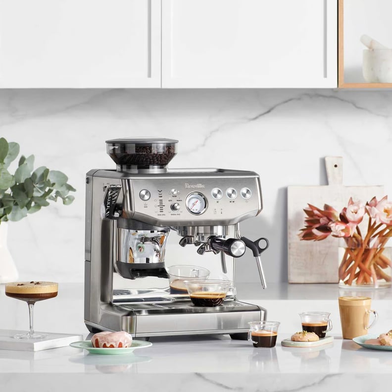The Breville Barista Express Espresso Machine on countertop