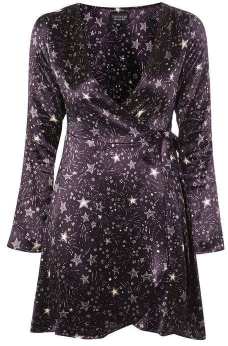 Topshop Star-Print Wrap Dress