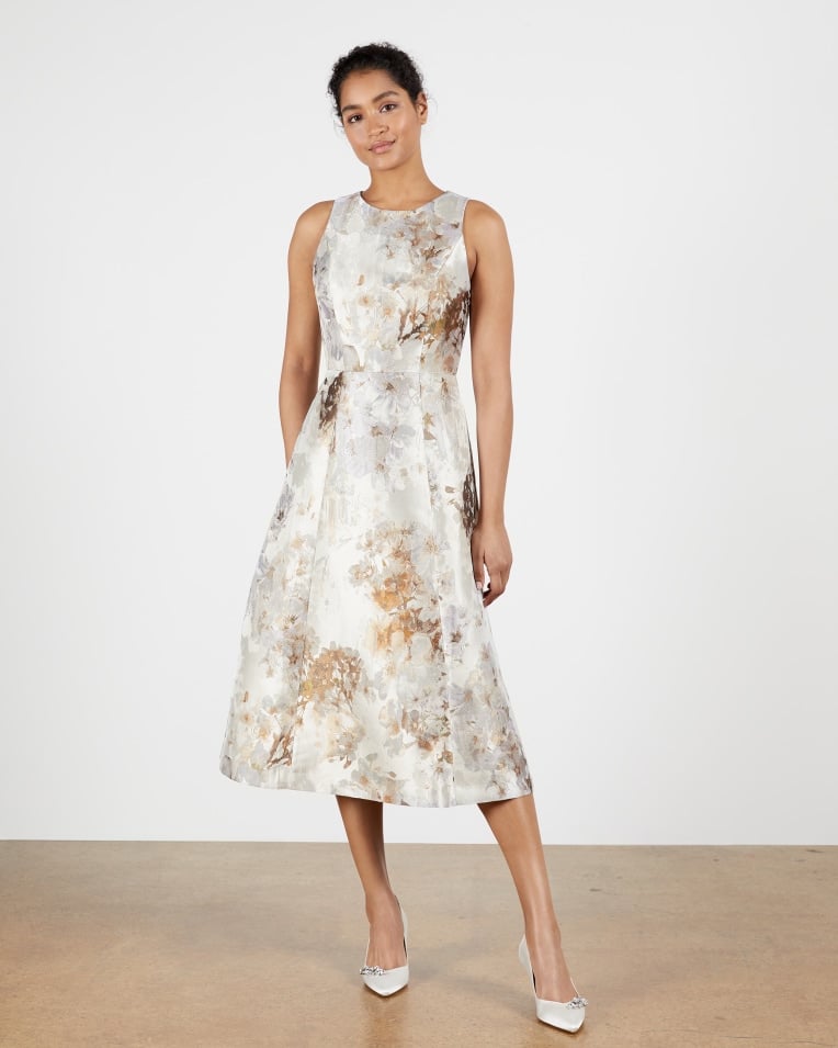 Ted Baker Vanilla Jacquard Full Skirted Dress