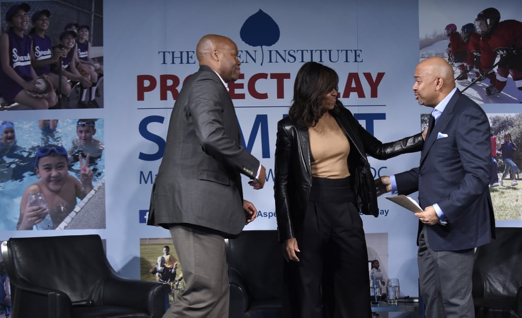 Michelle Obama Wearing a Leather Jacket May 2016