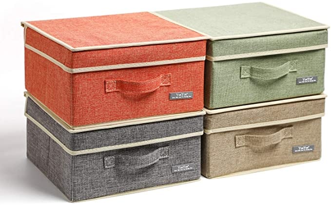 YueYue Small Fabric Storage Boxes With Lids
