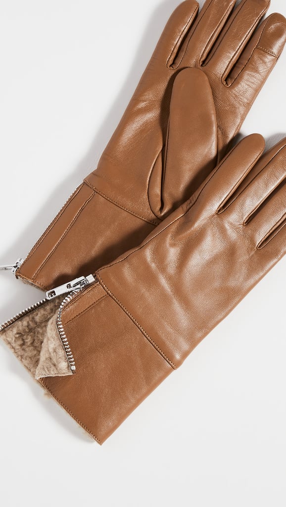 To Stay Warm: Carolina Amato Touch Tech Leather Gloves With Shearling