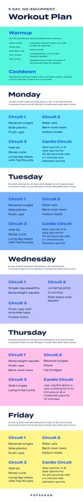 No Equipment Home Workout Plan Popsugar Fitness