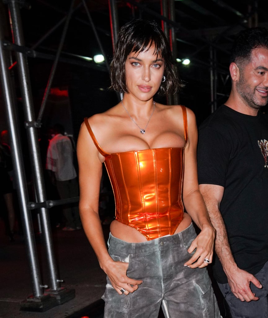 Irina Shayk Wearing Low-Rise Cargo Pants and a Bustier Top