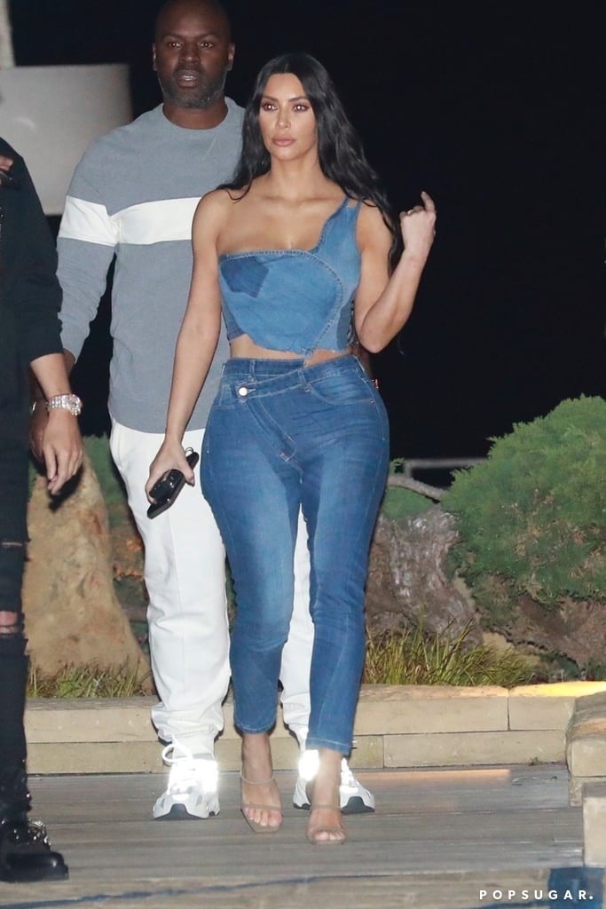 Kim Kardashian Denim Outfit With Kanye West February 2019