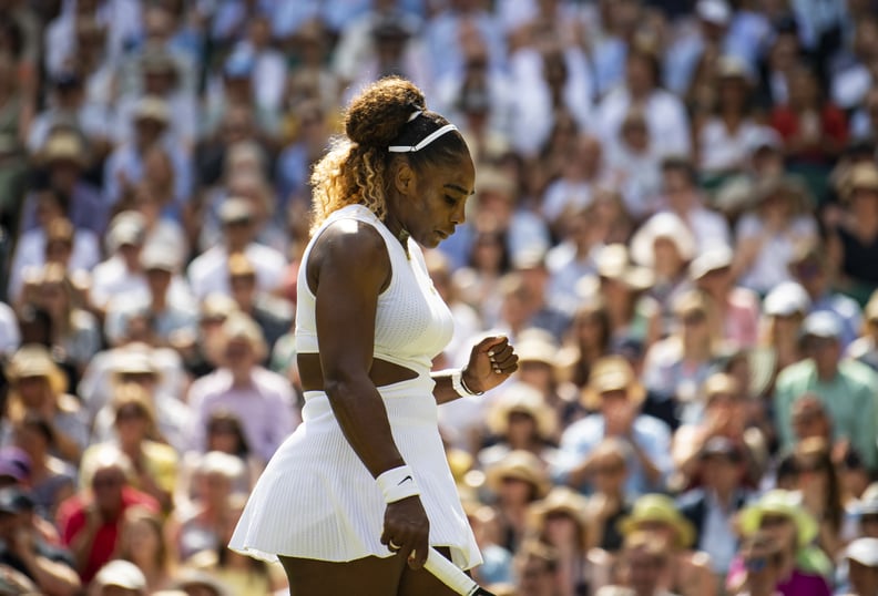 Serena Williams Wearing White Cut Outs at Wimbledon in 2019