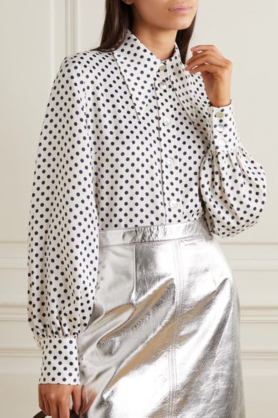 ALEXACHUNG Polka-Dot Satin Shirt