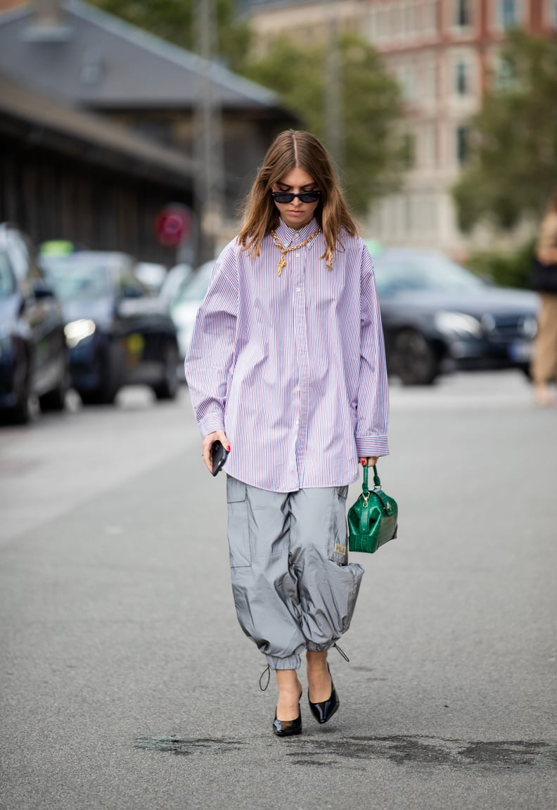 Fall Outfit Idea: Button-Down + Track Pants + Heels