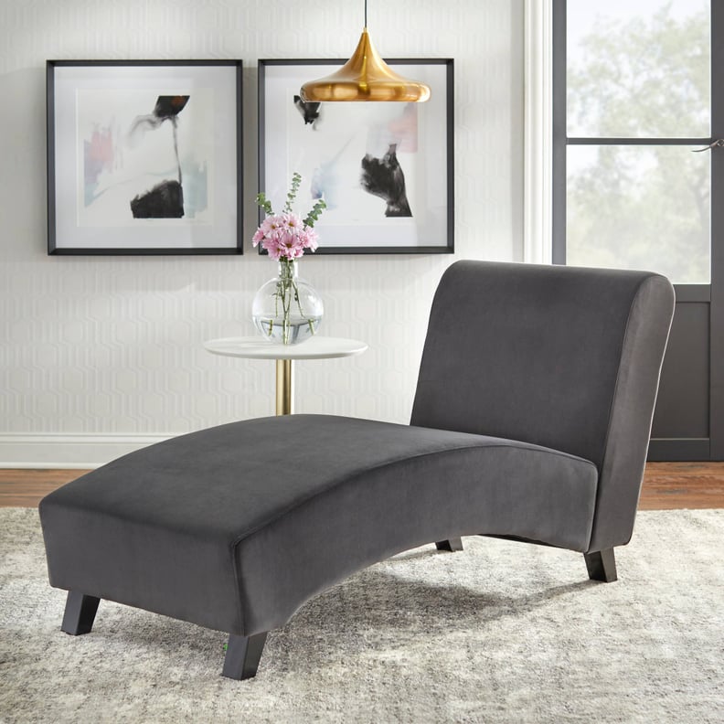 A Velvet Chaise Lounge Chair: Buylateral Genevieve Chaise Lounge