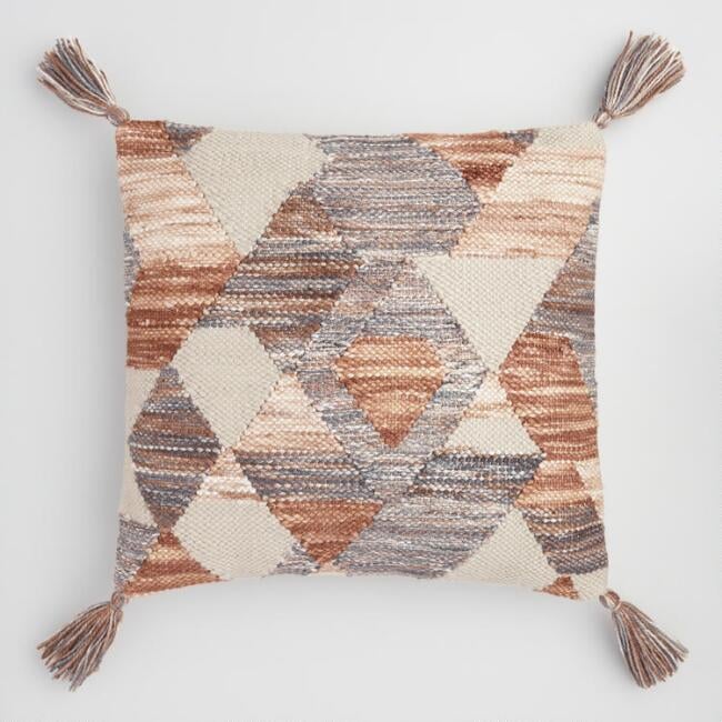 Geometric Desert Woven Indoor Outdoor Throw Pillow