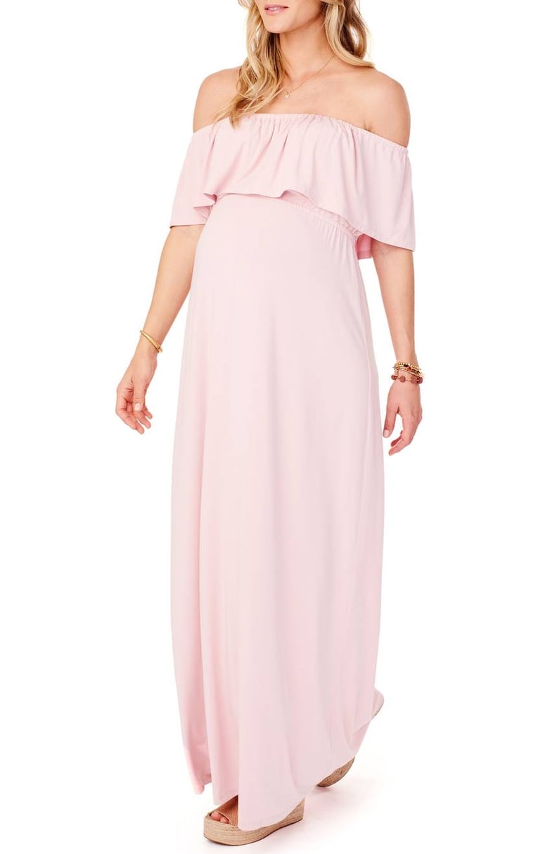 Ingrid & Isabel Off-the-Shoulder Maternity Maxi Dress