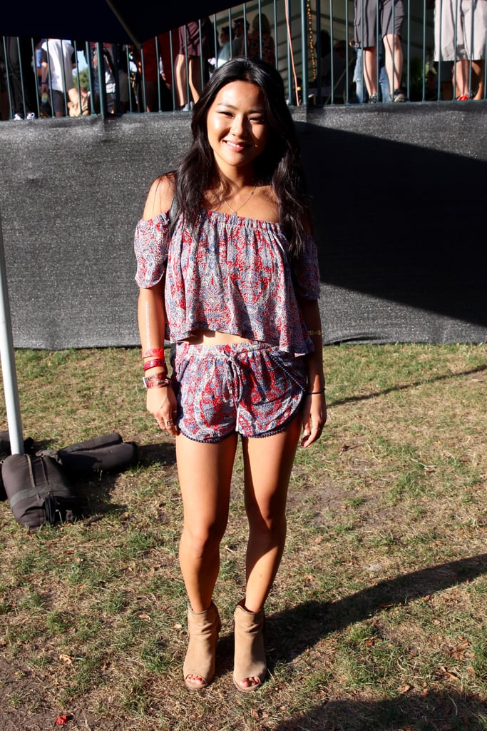 When you're still tired from the night before, it's not a bad idea to wear your PJs! This pajama-style matching set was the perfect laid-back solution.