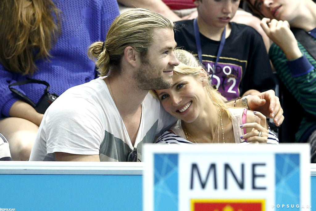 Chris Hemsworth and Elsa Pataky cuddled during the London Olympics in August 2012.