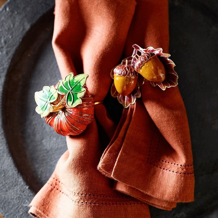 Williams Sonoma Pumpkin Cloisonné Napkin Ring