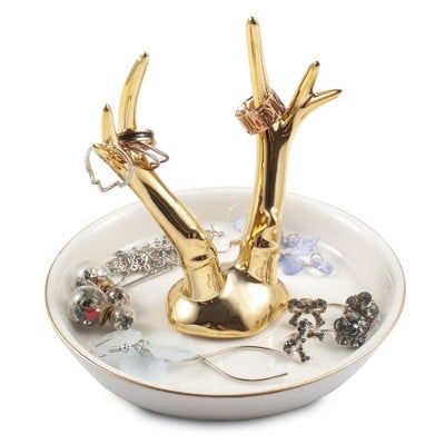 Zodaca Gold Ceramic Ring Holder