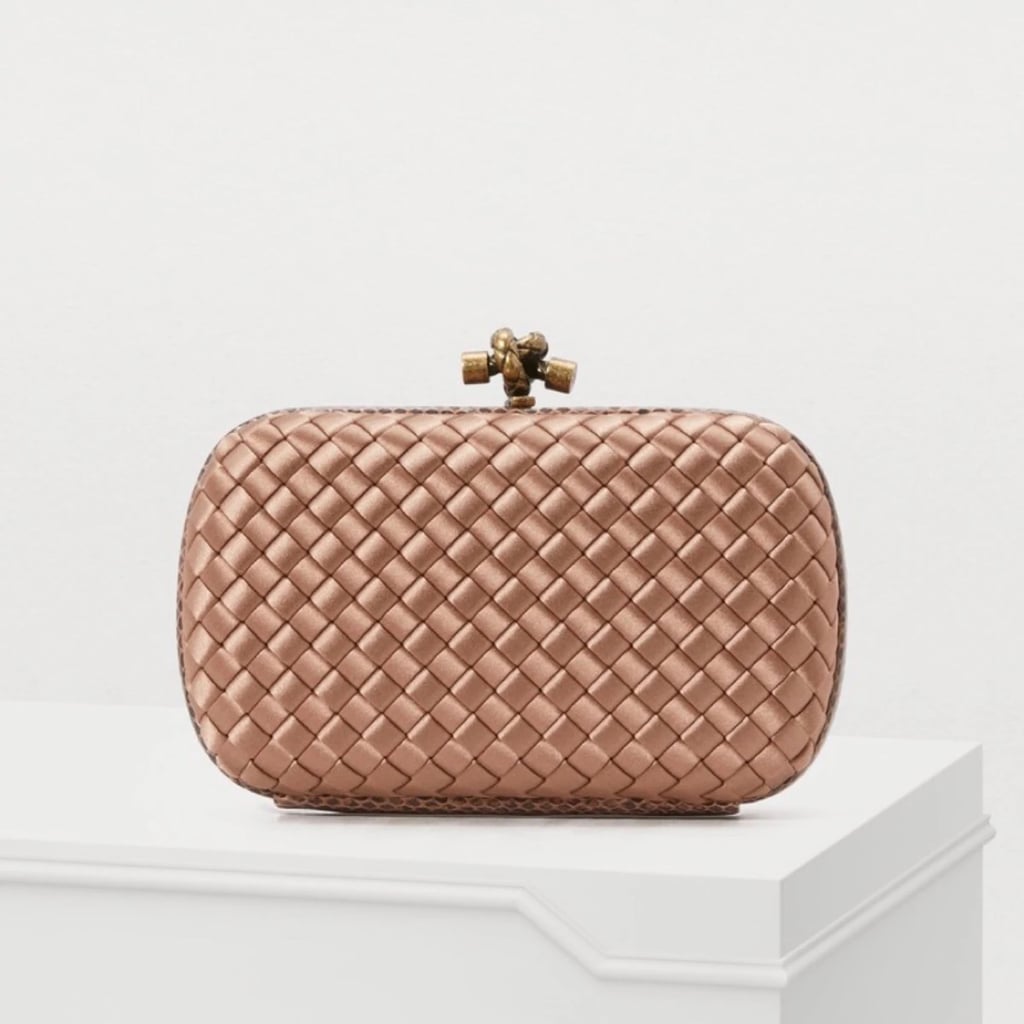 The Bottega Veneta basket-weave clutch I borrowed can be rented for four days for $178, for 10 days for $283, for 20 days for $388, or purchased from the seller for $1,480, with the original retail price marked at $2,100.