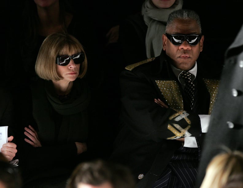 André Leon Talley and Anna Wintour During Mercedes-Benz Fashion Week in 2007