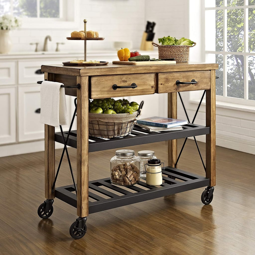 Crosley Furniture Roots Rack Industrial Rolling Kitchen Cart