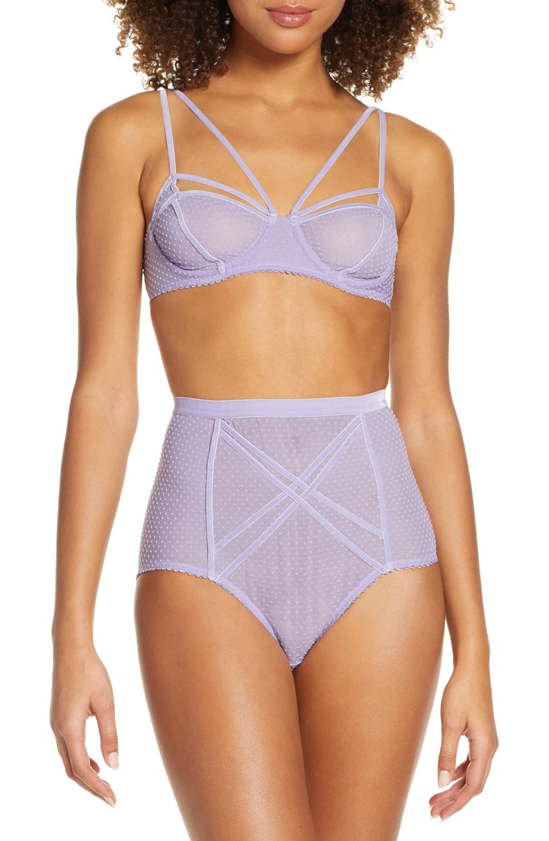 Lonely Gigi Flocked Mesh Underwire Bra and Briefs