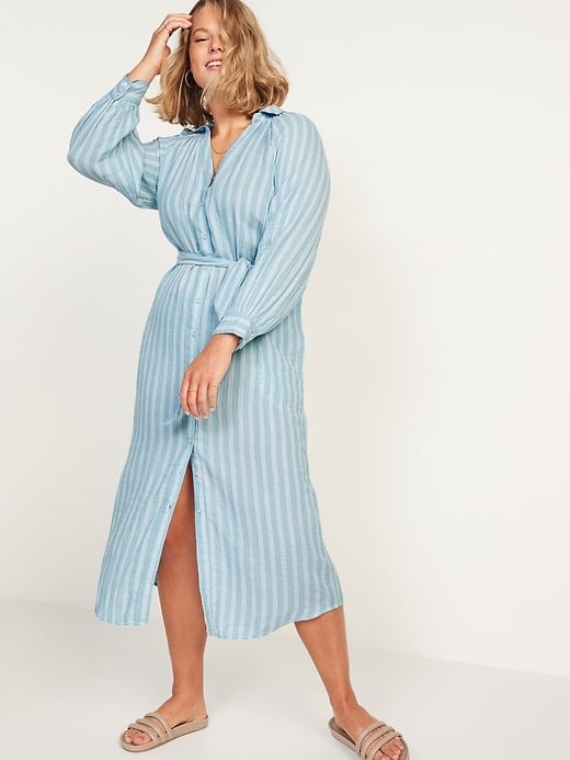 old navy long sleeve striped dress