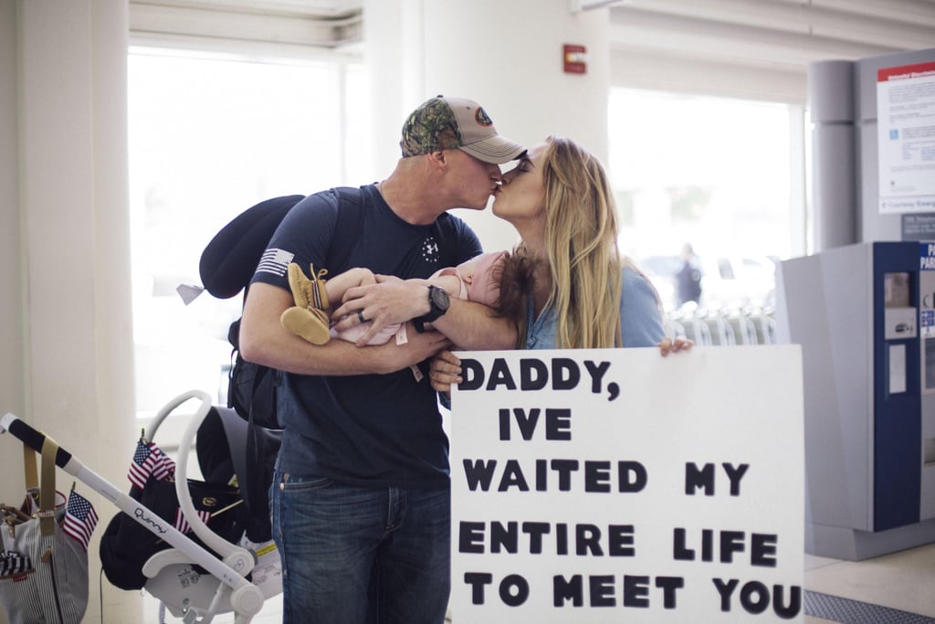 After months of waiting, Brian was finally able to meet his 4-month-old daughter in the airport. "It was honestly surreal," said Hannah. "That moment will be something I never forget. I can still remember the way the air felt in the morning. The way the sun shined through the airport. But I also remember feeling so scared."
"It had been 8 months since we had been together, and in those 8 months we both became two different people," she confessed. "We both experienced some of the toughest things we had ever gone through, and we did it apart. Both of us could never begin to understand what the other went through. And now we had this perfect daughter, who was half of us. Half of two people who didn't really know each other anymore."
Although the following months were magical for the new parents, getting into the swing of things had its challenges. "Having your husband away for so long changes you," she said. "And it takes a lot of work, patience, and determination to redate and get to know your spouse while also being a new parent."