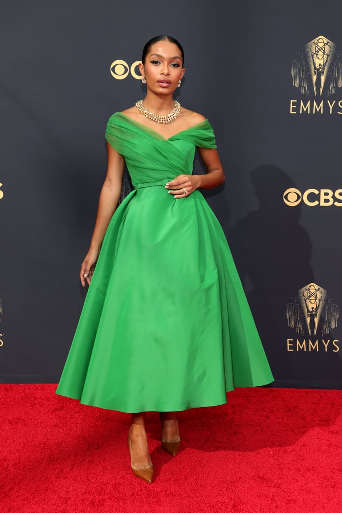 Yara Shahidi's Green Dior Haute Couture Dress at the Emmys