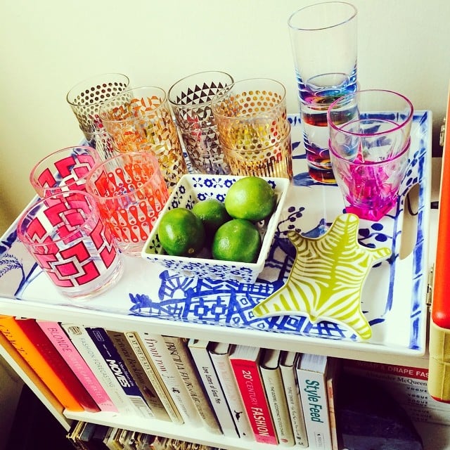 The finds Two sets of colorful drinking glasses (seen on the far