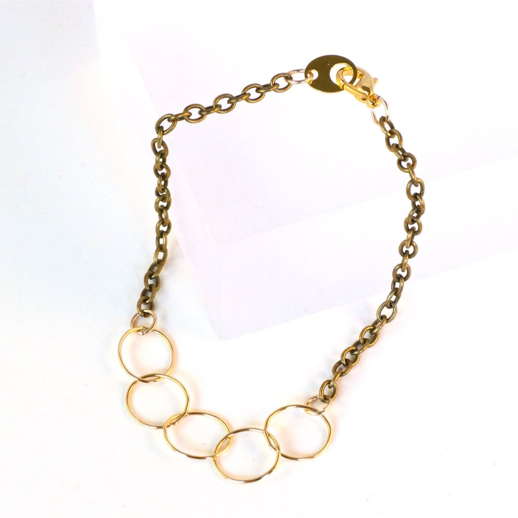 Olympic Circles Golden Linked Rings Necklace