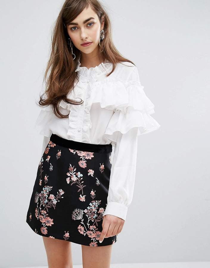 Sister Jane High Neck Shirt With Ruffles