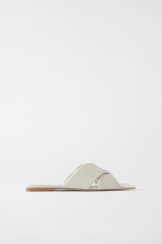 zara padded flat leather sandals